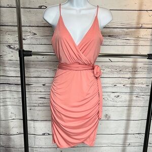 Fashion Nova Blush Pink Ruched Midi Dress